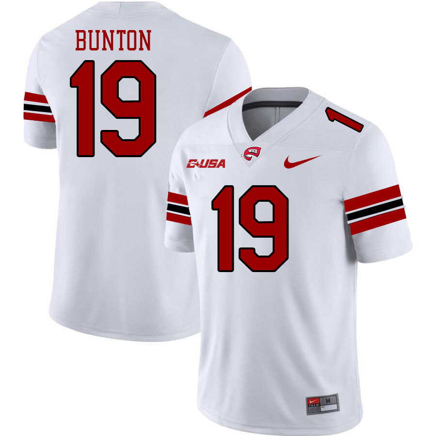 Western Kentucky Hilltoppers #19 Javy Bunton College Football Jerseys Stitched Sale-White